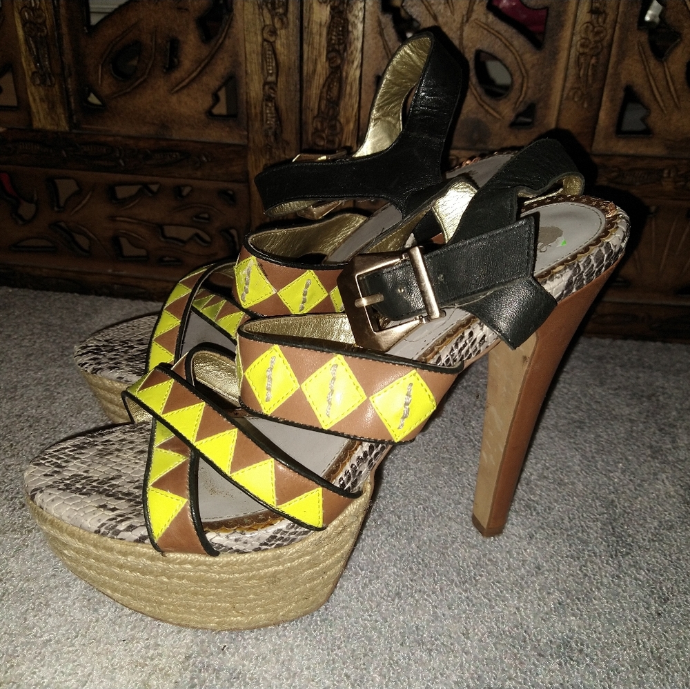 Sam Edelman Circus Leather platform Sandals sz 8.5